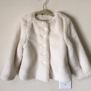 Old navy ivory faux fur jacket coat 3 toddler